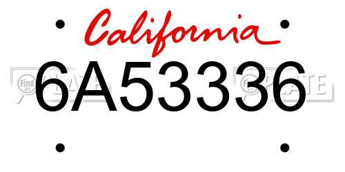 6A53336 California License Plate
