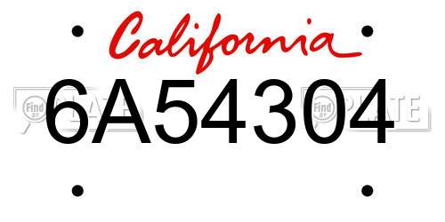 6A54304 California License Plate