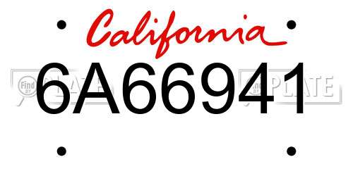 6A66941 California License Plate