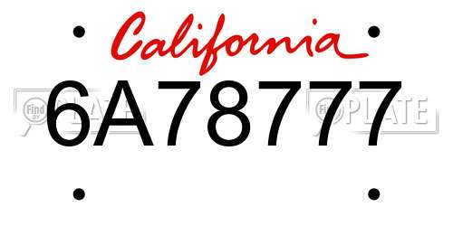 6A78777 California License Plate