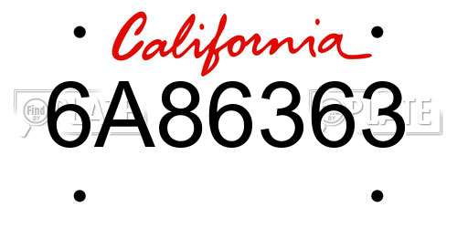6A86363 California License Plate