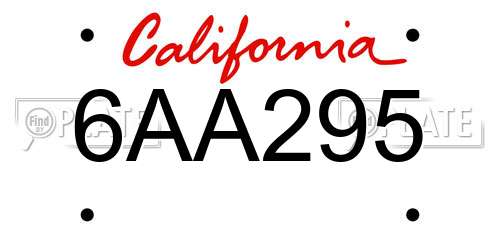 6AA295 California License Plate