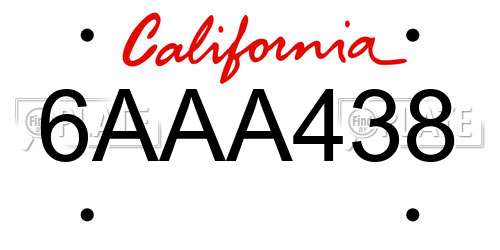 6AAA438 California License Plate