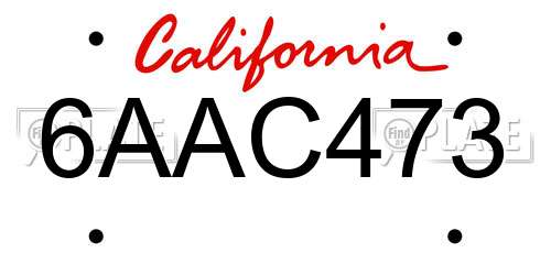 6AAC473 California License Plate