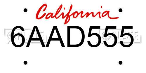 6AAD555 California License Plate
