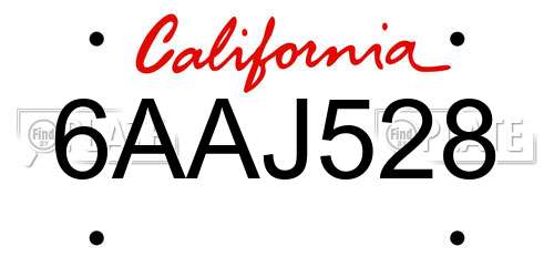 6AAJ528 California License Plate