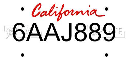 6AAJ889 California License Plate