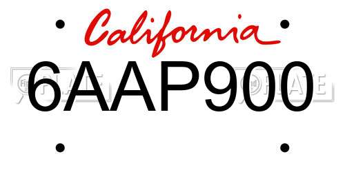 6AAP900 California License Plate