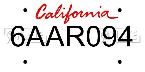 6AAR094 California License Plate