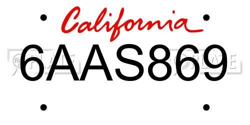 6AAS869 California License Plate