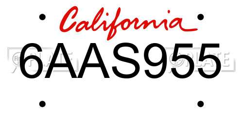 6AAS955 California License Plate