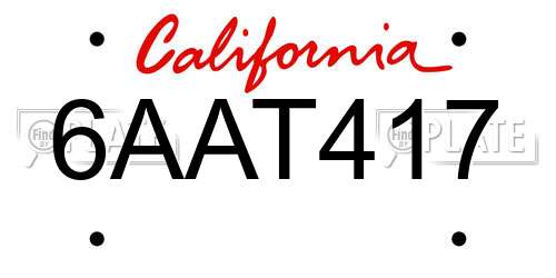 6AAT417 California License Plate