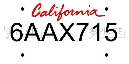6AAX715 California License Plate