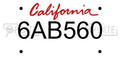 6AB560 California License Plate