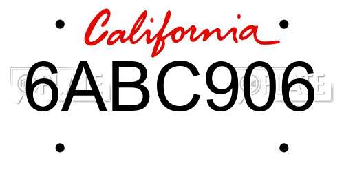 6ABC906 California License Plate