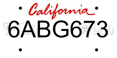 6ABG673 California License Plate