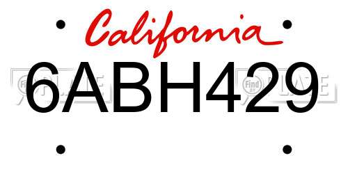 6ABH429 California License Plate