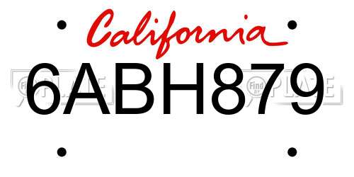 6ABH879 California License Plate