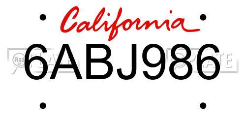 6ABJ986 California License Plate