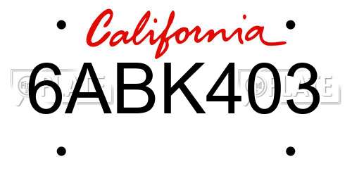 6ABK403 California License Plate