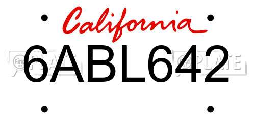 6ABL642 California License Plate