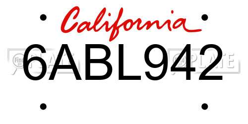 6ABL942 California License Plate
