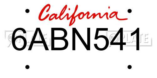 6ABN541 California License Plate