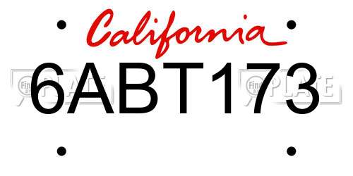 6ABT173 California License Plate