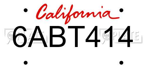 6ABT414 California License Plate