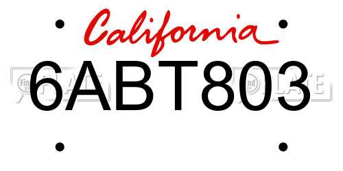 6ABT803 California License Plate