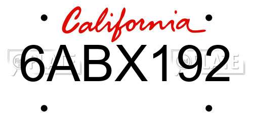 6ABX192 California License Plate