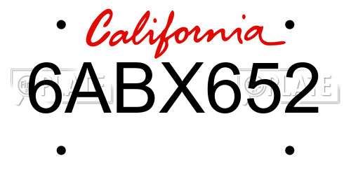 6ABX652 California License Plate