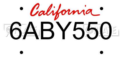 6ABY550 California License Plate