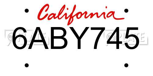 6ABY745 California License Plate