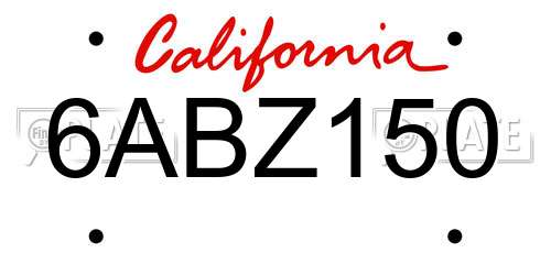 6ABZ150 California License Plate
