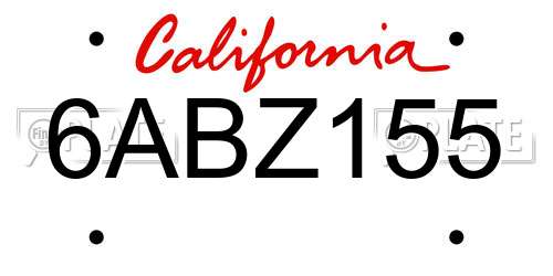 6ABZ155 California License Plate