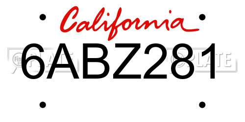 6ABZ281 California License Plate