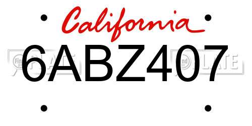 6ABZ407 California License Plate