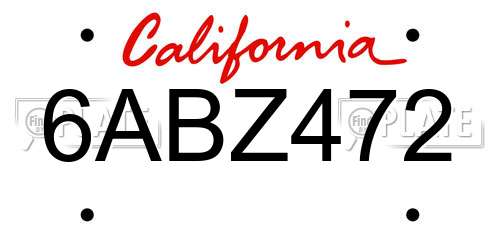 6ABZ472 California License Plate