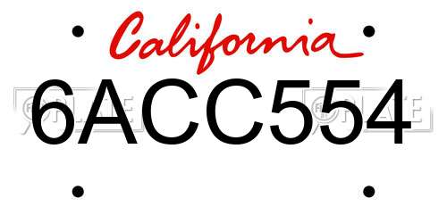 6ACC554 California License Plate