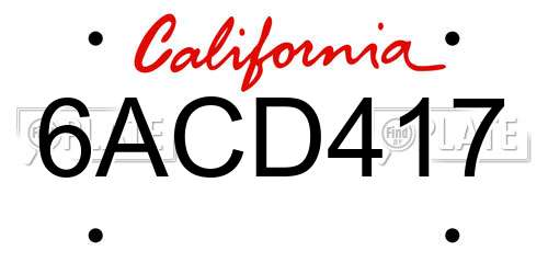 6ACD417 California License Plate