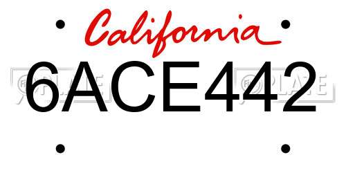6ACE442 California License Plate