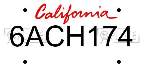 6ACH174 California License Plate
