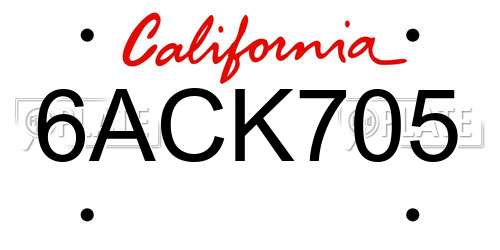 6ACK705 California License Plate