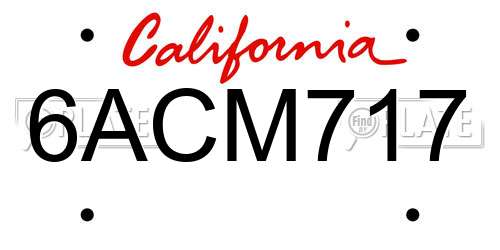 6ACM717 California License Plate