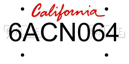 6ACN064 California License Plate