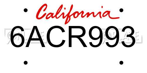 6ACR993 California License Plate