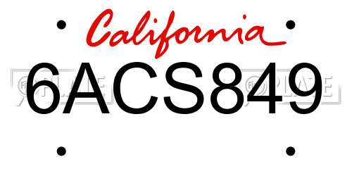 6ACS849 California License Plate