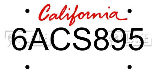 6ACS895 California License Plate