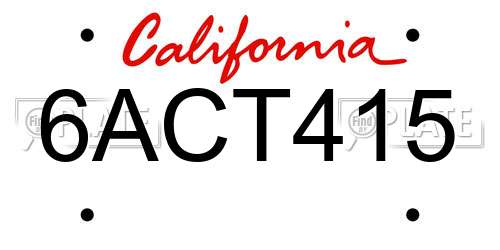 6ACT415 California License Plate